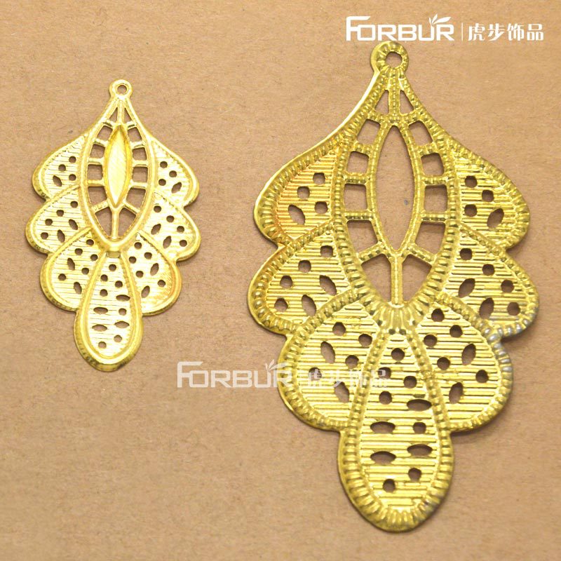 Iron Gold-plated Pendant Peacock Screen Flower Piece Fan-shaped Large and Small Drop Hanging Piece Phoenix Tail Feather Flower Piece