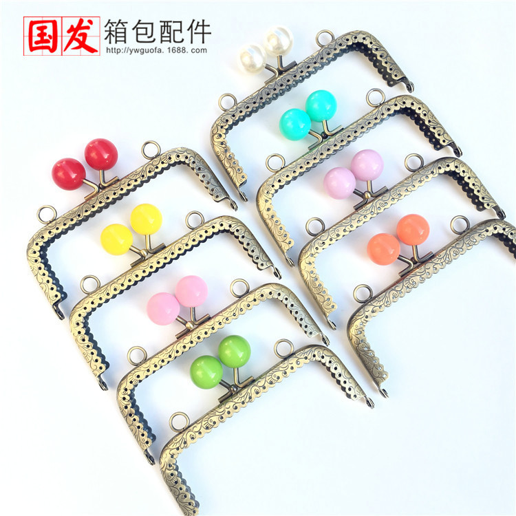 12,5 CM cuadrado dragón fénix flor encaje cabeza de caramelo boca oro 20MM cuentas de caramelo grandes 0367-GT