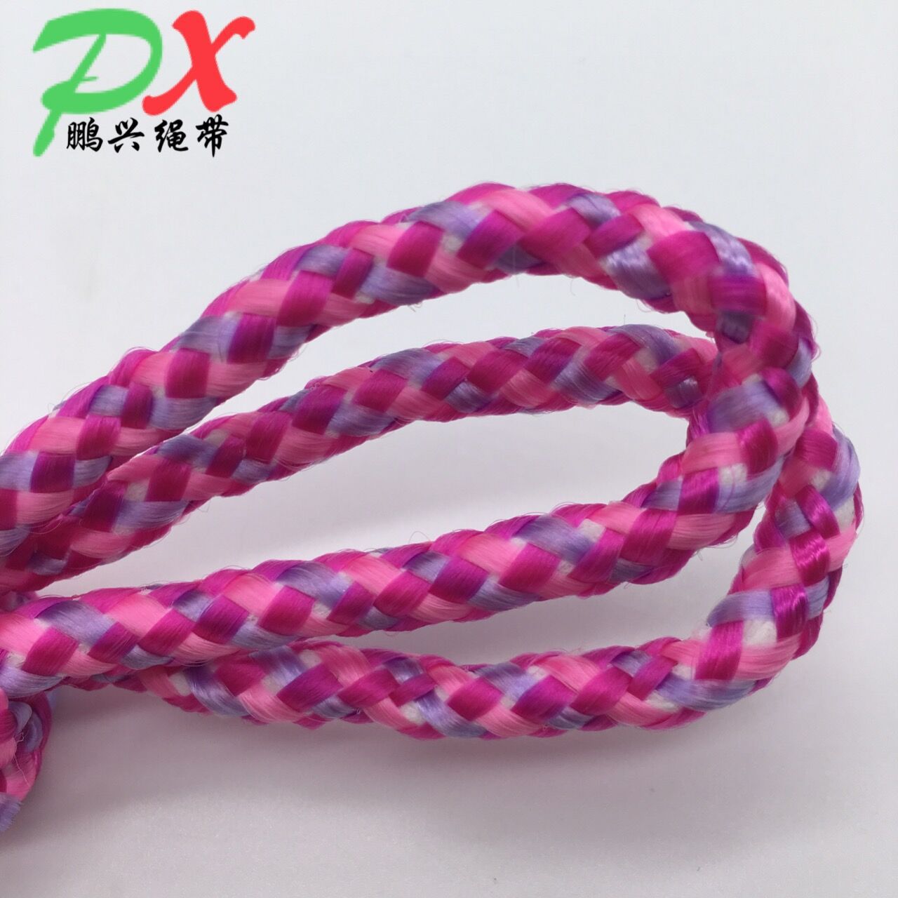 厂家直销8股花色丙纶PP编织包心圆绳子手提礼品包装袋跳绳专用
