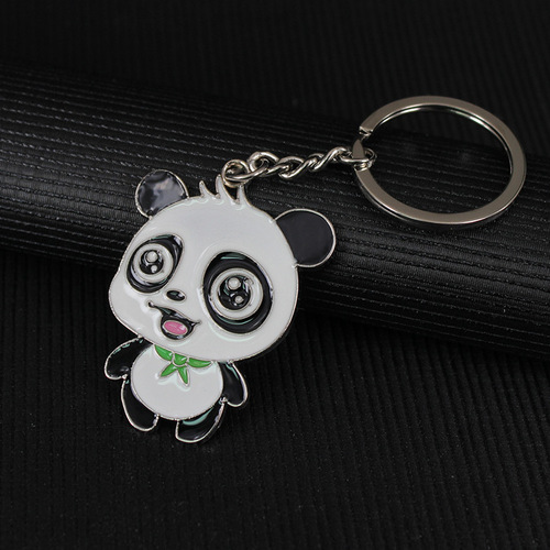 Personalized panda keychain metal creative animation keychain travel souvenir keychain Chinese style gift
