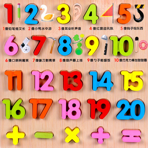Wooden Hand Grab Board Puzzle Numbers 1-2-3 for 3.5-4 Year Old Boys and Girls Early Education Children's Educational Toys