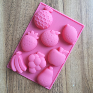 Food grade silicone baking mold 8 Even cartoon fruit shaped chocolate cake ice mold