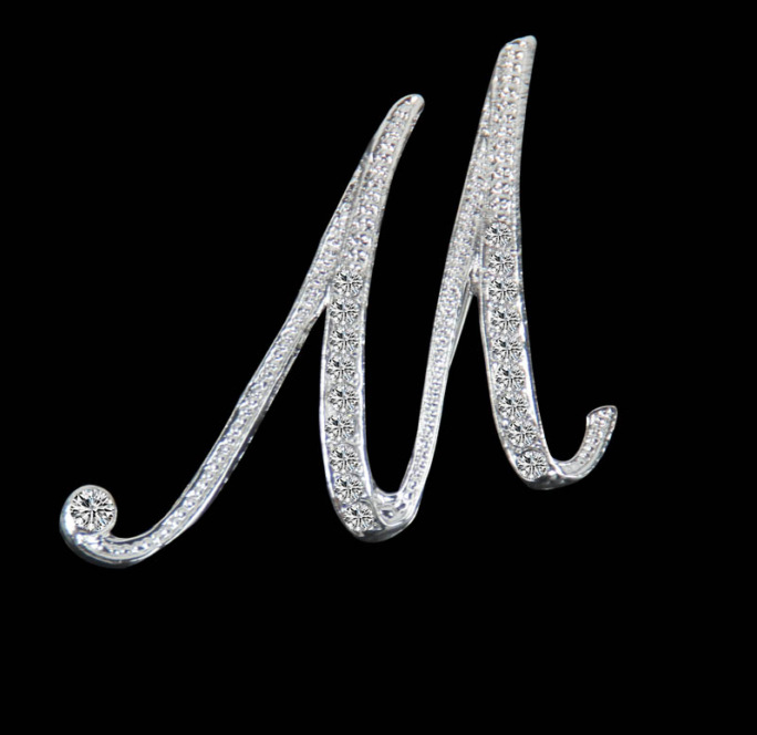 Europa y América simple 26 inglés letras diamante broche mujer geométrica moda temperamento broche suéter pin Accesorios