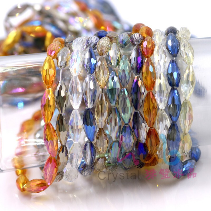 Factory Direct Supply 8X 19m Crystal Bead Curtain Material Fashionable Bracelet Beading Accessories Electroplated Glass Olive Beads