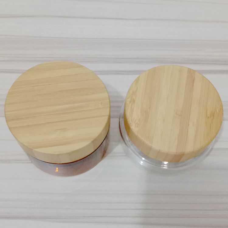 厂家供应优质竹子150gPET瓶配竹盖膏霜瓶面霜瓶化妆品分装瓶