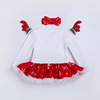 Demi-season Christmas bodysuit, skirt, children's set, with snowflakes, long sleeve, wholesale