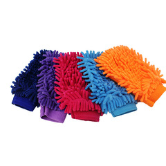 Factory direct sales car chenille gloves clean coral car wash gloves single sided chenille gloves wholesale