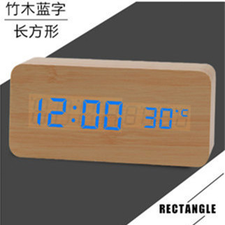 LED creativo reloj despertador de madera al por mayor mudo luminoso noche pantalla digital reloj electrónico control de voz estudiante reloj de alarma dedicado