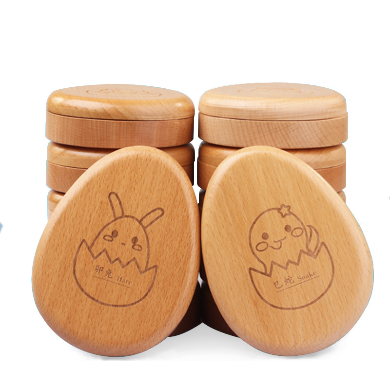 Caja de madera para guardar cabello fetal y dientes de leche, recuerdo creativo de madera con forma de dibujos animados, con forma de huevo del zodiaco para bebés.
