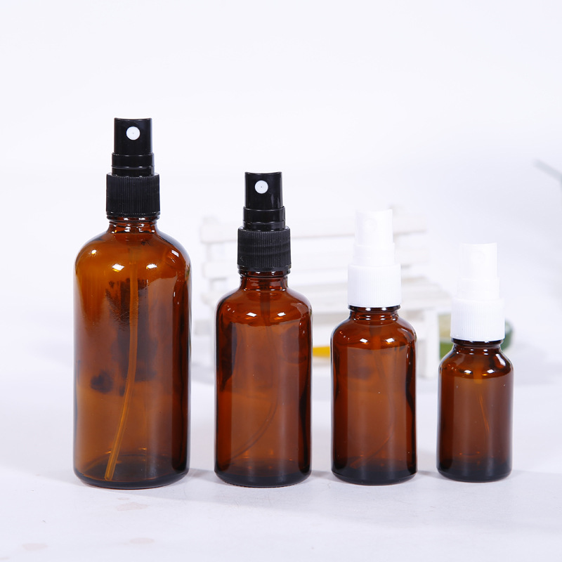 Pulverizar botella de aceite esencial cabeza de pulverización de aluminio electroquímico tapa alta botella de aceite esencial galvanoplastia embalaje portátil viaje pequeña botella de muestra botella de vidrio