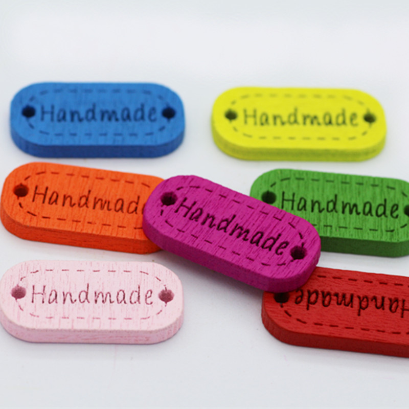 cs-007彩色橢圓形handmade公司木牌扣子 激光标志logo装饰鈕扣