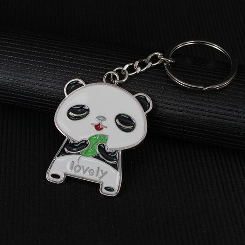 Personalized panda keychain metal creative animation keychain travel souvenir keychain Chinese style gift