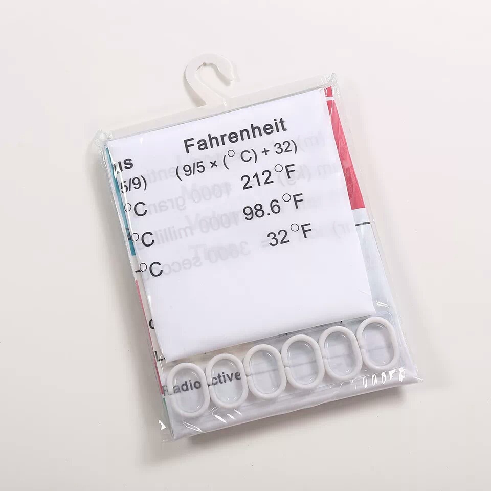 Elemento Tabla periódica a prueba de agua --- Gancho de plástico tipo C-Venta directa de fábrica-Cortina de ducha de impresión digital Cortina de partición de baño