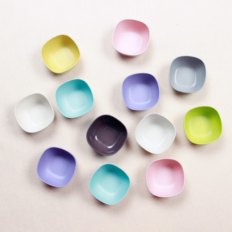 Bamboo Fiber Small Bowl, Environmentally Friendly Plant Tableware, Biodegradable Square Pure Color Mini Bamboo Powder Small Bowl, Mini Cute Bamboo Fiber Small Bowl, Environmentally Friendly Plant Tableware, Biodegradable Square Pure Color Mini Bamboo Powder Small Bowl, Mini Cute