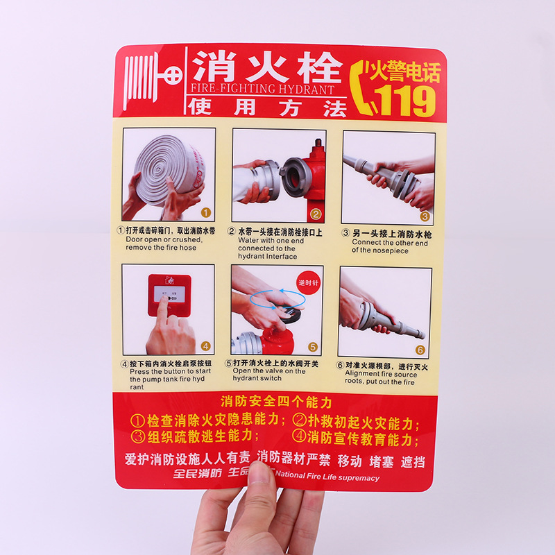 消防安全标志牌灭火器消火栓使用方法说明警示贴 消防栓pvc提示牌