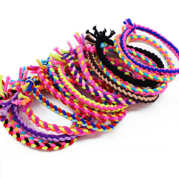 Woven children's elastic hairgrip handmade with bow