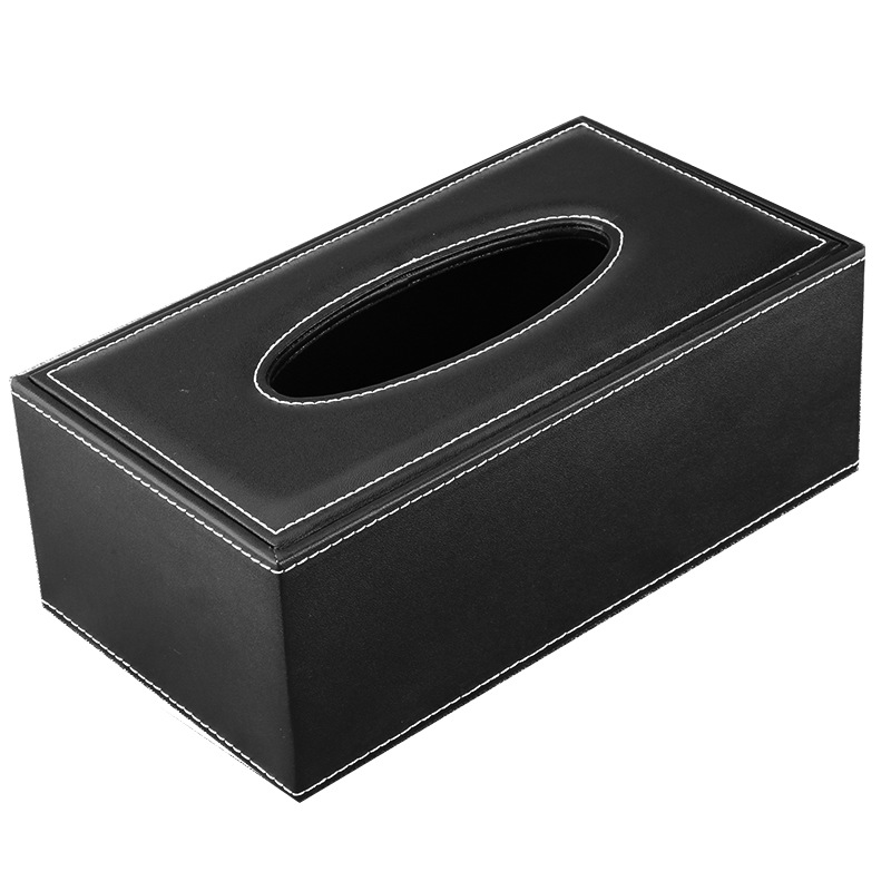 Orden Caja de pañuelos grande de cuero negro simple hotel sala de estar hogar caja de pañuelos universal caja de pañuelos de publicidad