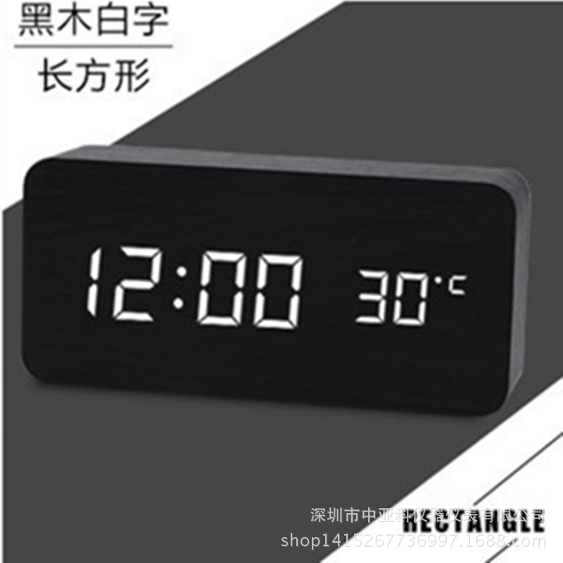 LED creativo reloj despertador de madera al por mayor mudo luminoso noche pantalla digital reloj electrónico control de voz estudiante reloj de alarma dedicado