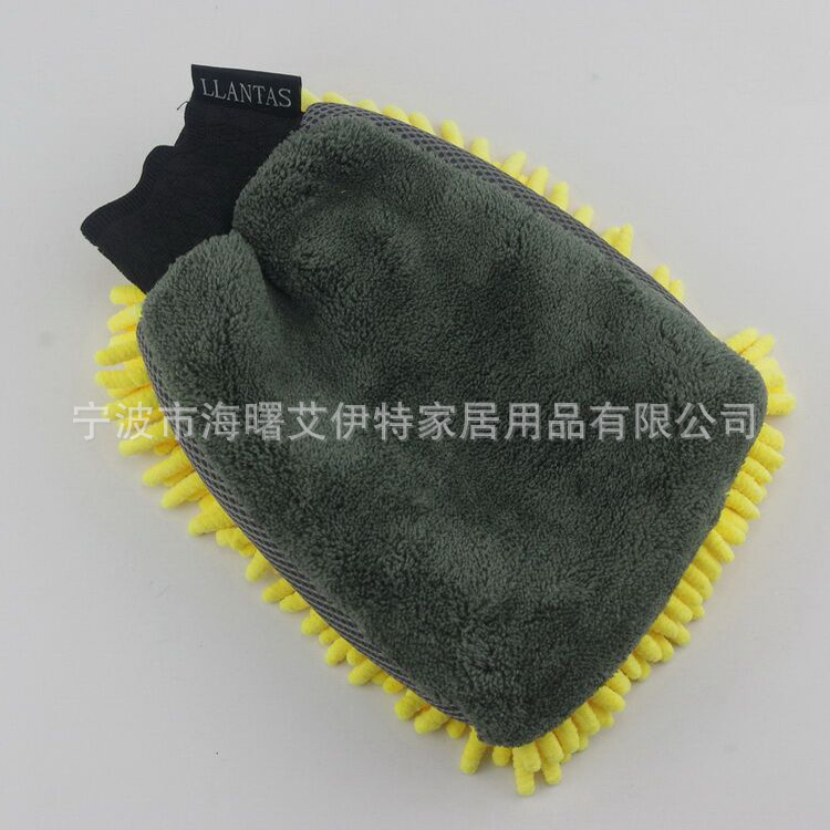 厂家直销  雪尼尔手套 单面加厚珊瑚虫洗车手套汽车清洁用品批发