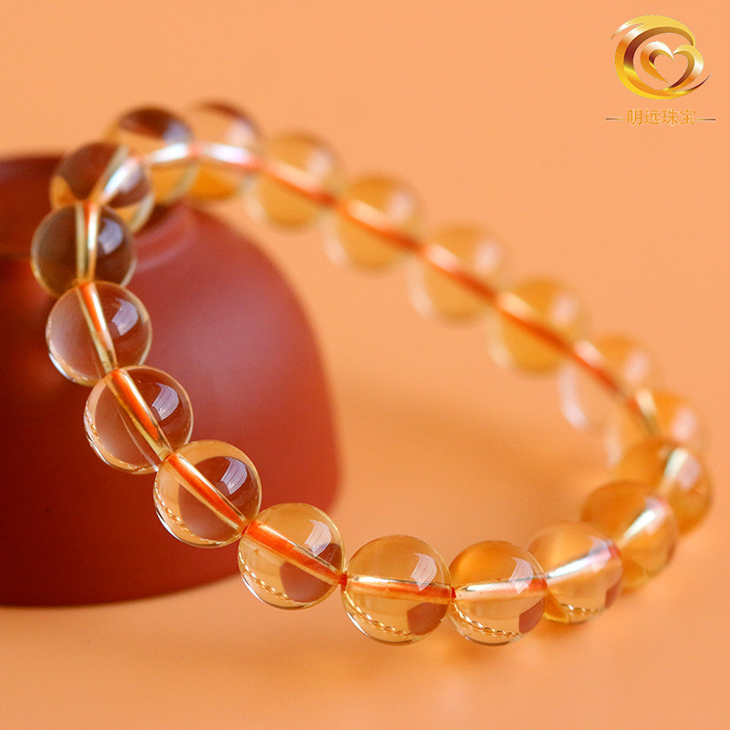 Natural citrine bracelet 4567A dark yellow citrine bracelet Crystal semi-precious stone bracelet wholesale citrine