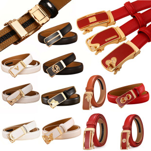 Women's automatic buckle belt genuine leather leather decorative thin belt Women's Korean-style pants belt gift small gift stall products