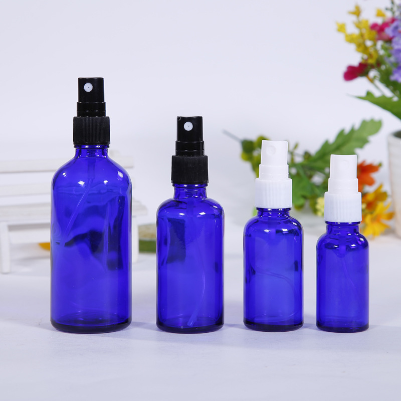 Pulverizar botella de aceite esencial cabeza de pulverización de aluminio electroquímico tapa alta botella de aceite esencial galvanoplastia embalaje portátil viaje pequeña botella de muestra botella de vidrio