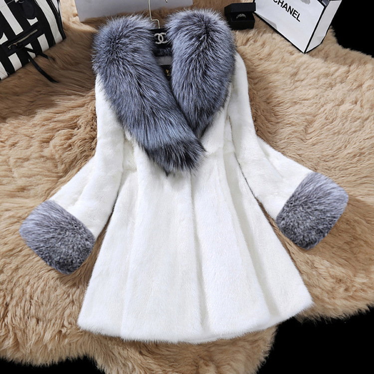 Women's autumn and winter New special offer fur coat faux mink fur women's long coat fox fur large fur collar European and American style