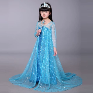 2024新款爱莎公主网纱连衣裙儿童冰雪奇缘亮片圣诞节女童演出童裙
