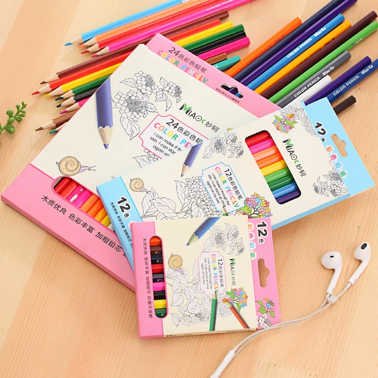 Детские художественные мелки для рисования, цветные карандаши, coloring book, канцелярские товары, 12 цветов, 24 цвета