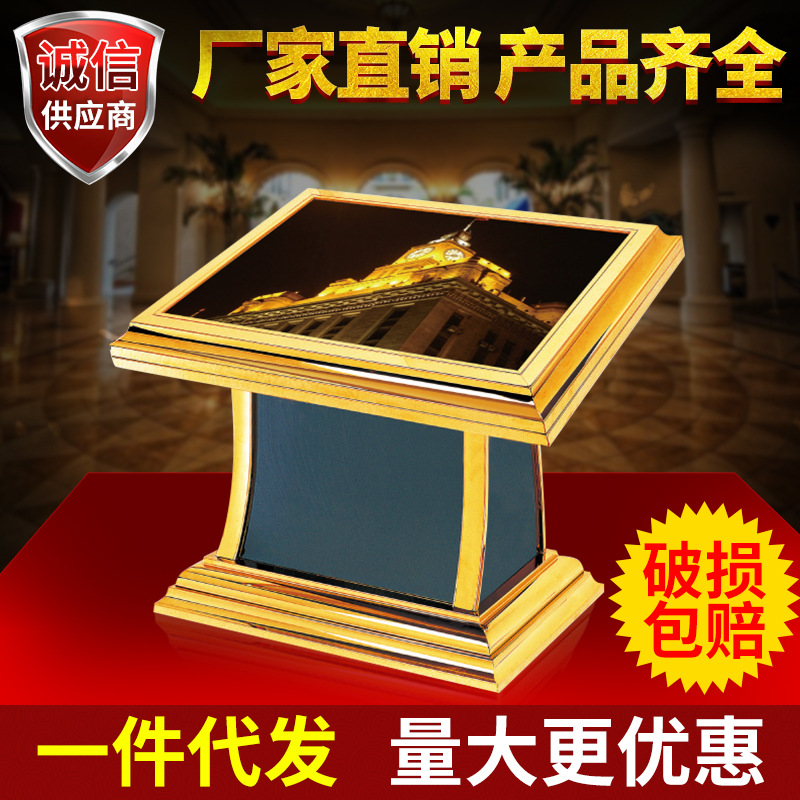 不锈钢平面导向台楼层索引台落地式平面指引台钛金卧式LED灯箱