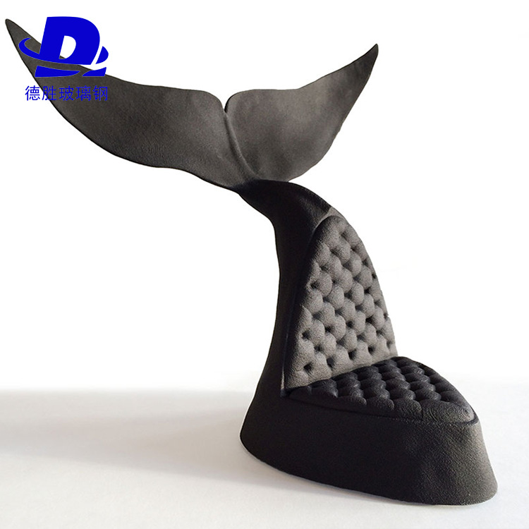 玻璃钢休闲软包椅 创意鲸鱼椅 玻璃钢家具 酒店商场装饰休闲椅