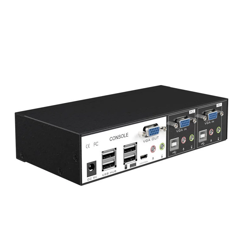 Промышленный KVM-переключатель VGA/USB MitoVision, управление компьютерами, 4 порта, горячие клавиши, модель MT-0201VK