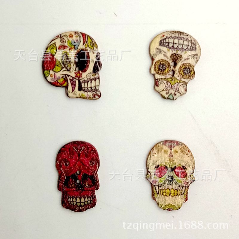 Botones de calavera decorativos de madera Suministros de Pascua Mano de madera Especial