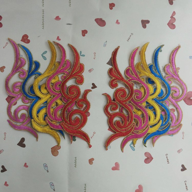【辅料供应】中国民族风电脑刺绣 成对祥云图案布贴 辅料补丁贴