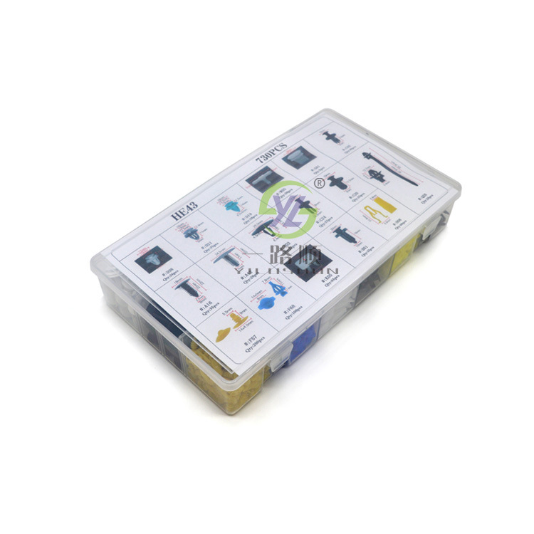 730 unids accesorios del coche combinación en caja hebilla 17 tipos de traje mixto comúnmente utilizado hebilla de coche completo HE43