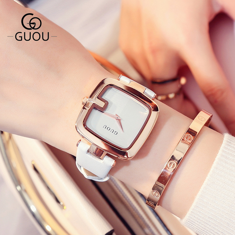 Hong Kong GUOU Watch Women's Trendy Personalized Women's Watch Temperament Entry Luxury Internet Celebrity Watch Women's Square Watch