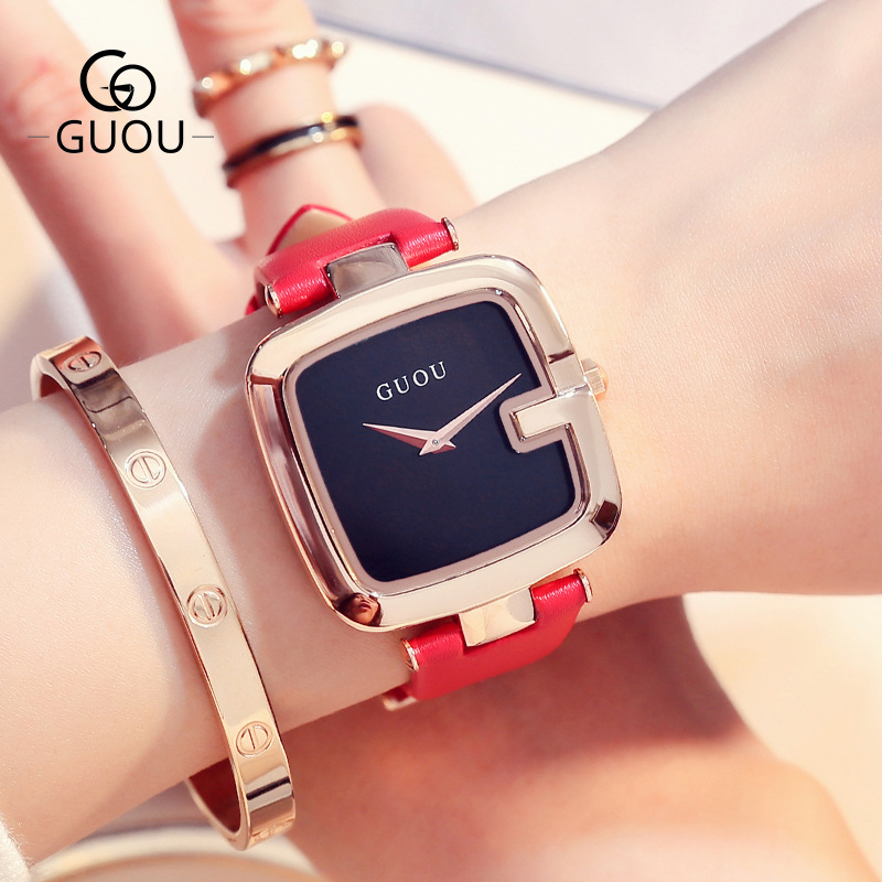 Hong Kong GUOU Watch Women's Trendy Personalized Women's Watch Temperament Entry Luxury Internet Celebrity Watch Women's Square Watch
