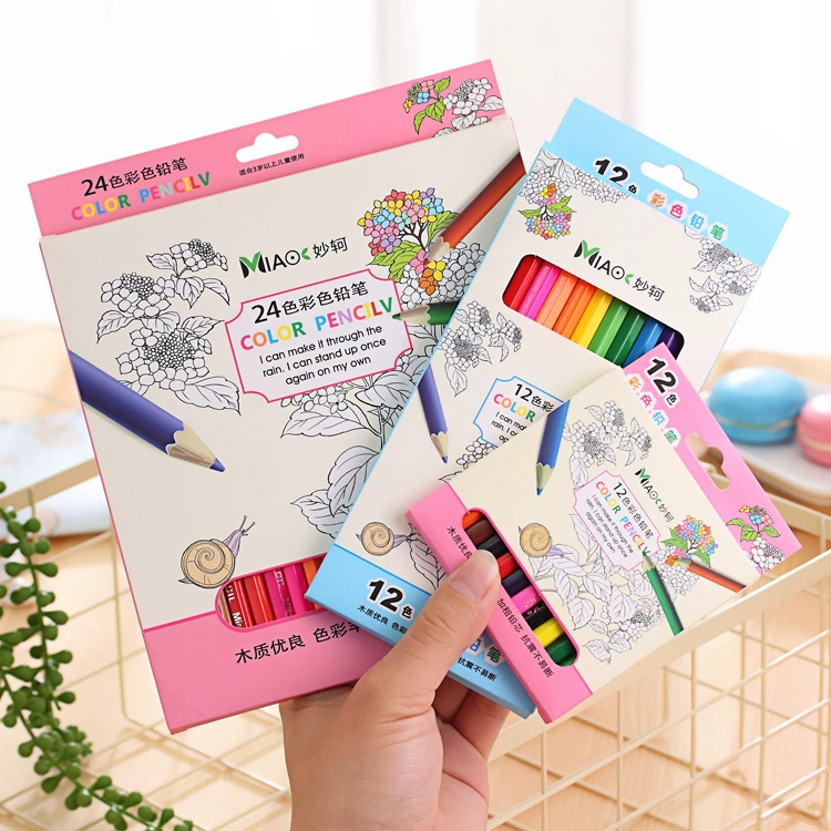 Детские художественные мелки для рисования, цветные карандаши, coloring book, канцелярские товары, 12 цветов, 24 цвета