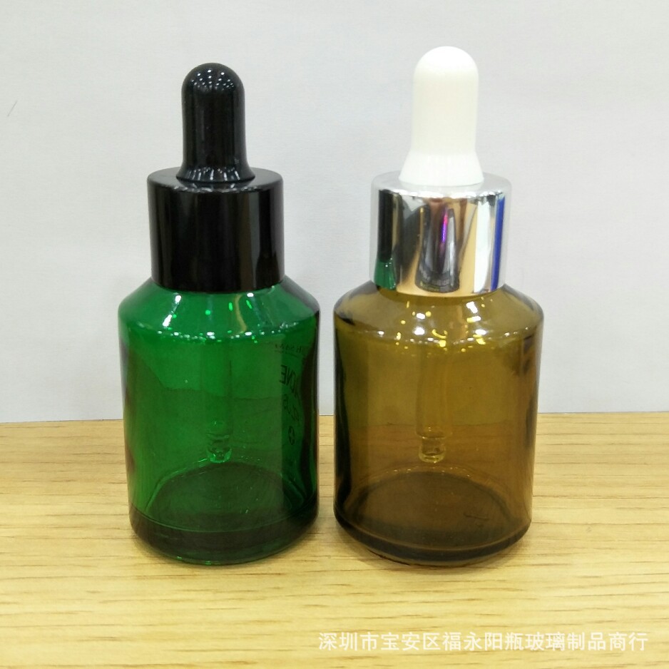 30ml玻璃瓶15ml原液乳液瓶精华素瓶圆身斜肩瓶高白料玻璃