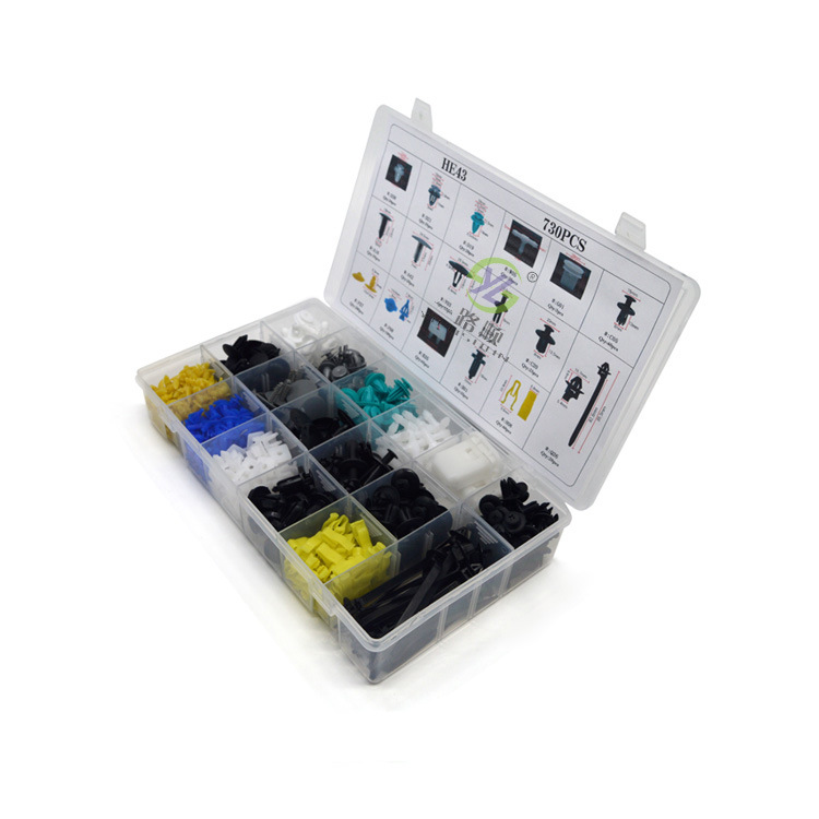 730 unids accesorios del coche combinación en caja hebilla 17 tipos de traje mixto comúnmente utilizado hebilla de coche completo HE43