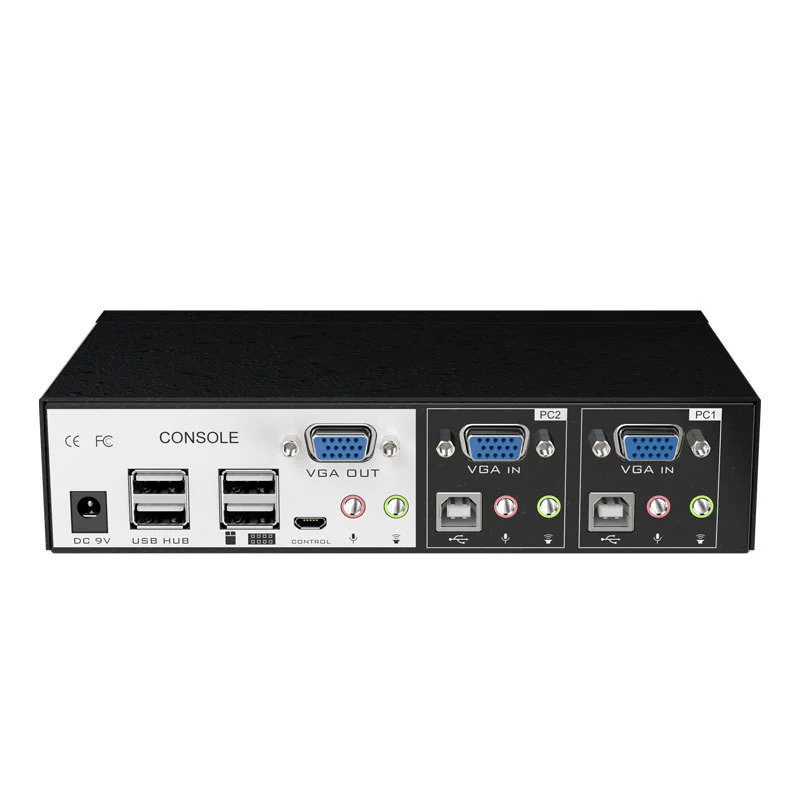 Промышленный KVM-переключатель VGA/USB MitoVision, управление компьютерами, 4 порта, горячие клавиши, модель MT-0201VK