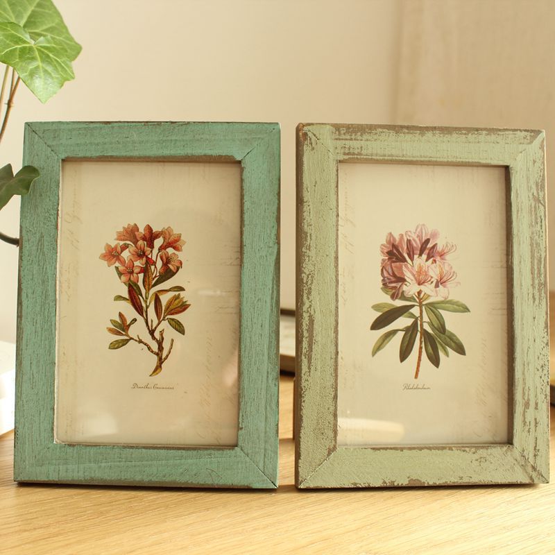 Zakka European style retro distressed 5 inch wooden solid wood photo frame creative studio photo solid wood photo frame wall