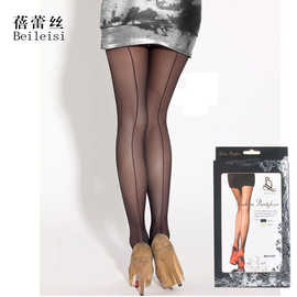 批发BEILEISI后竖线超薄提花连裤袜2129 性感包芯丝T档女士丝袜