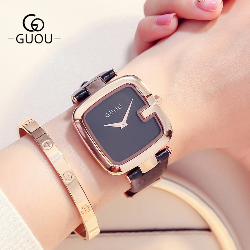 Hong Kong GUOU Watch Women's Trendy Personalized Women's Watch Temperament Entry Luxury Internet Celebrity Watch Women's Square Watch