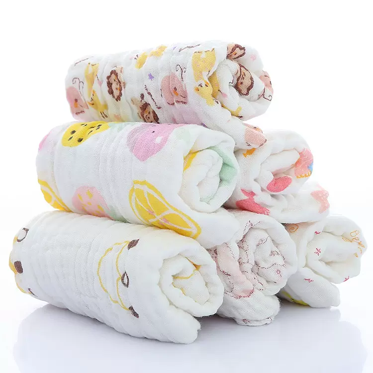 2018年新款全棉6层纱布童巾儿童小毛巾幼儿擦脸巾25/50宝宝面巾