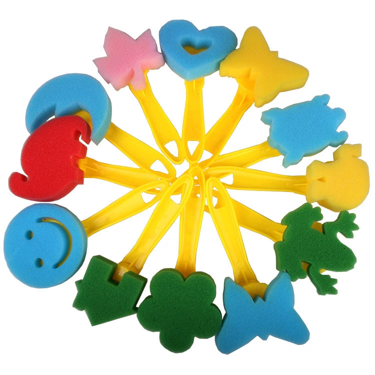 Sponge set, handle for kindergarten, seal, 12 pieces, wholesale