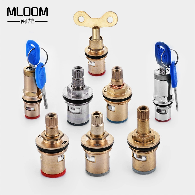 带锁带钥匙快开铜阀芯大卡簧电镀芯不锈钢阀芯小龙头角阀头子配件