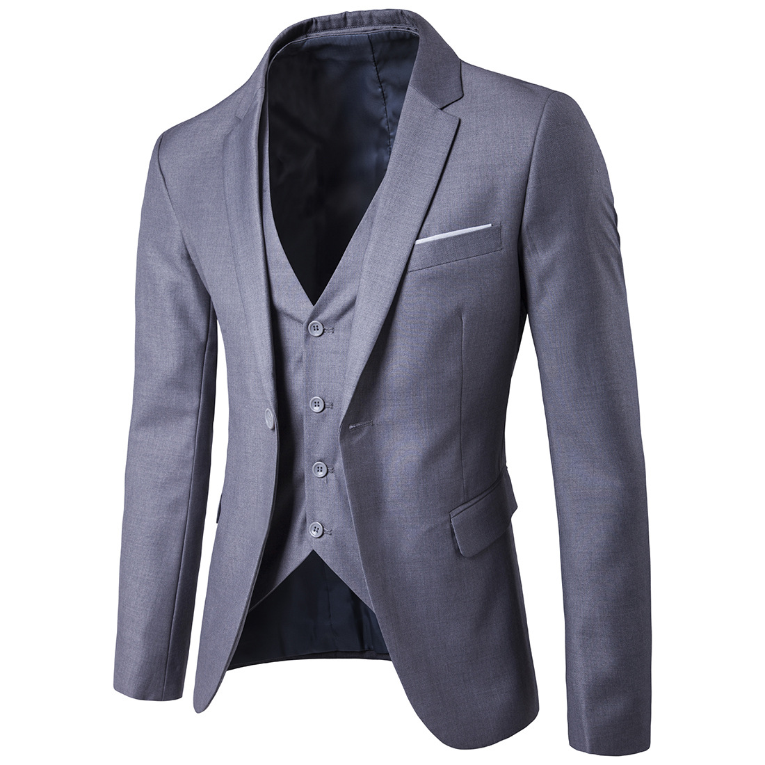 2019 traje casual de negocios traje de tres piezas novio mejor hombre boda un botón traje S-6XL