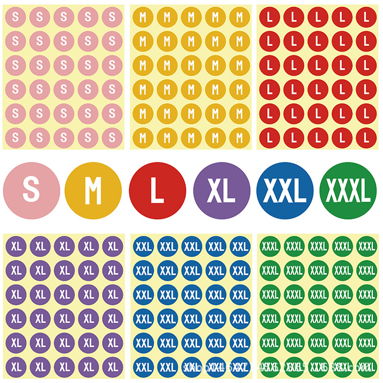 不干胶尺码标签大小码衣服码标贴圆形码数贴纸防伪铜板材质