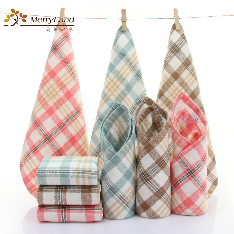 高阳厂家直销纱布格子纯棉方巾柔软吸水小毛巾礼品毛巾批发